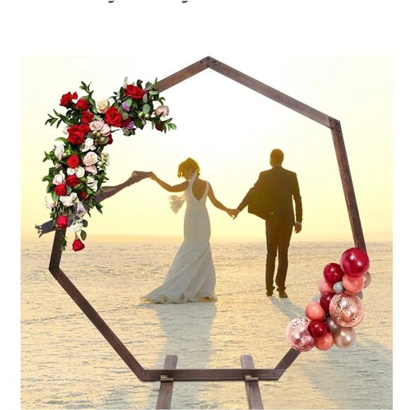 Wooden 7.2FT, Heptagonal Wedding Arches for Ceremony, Wedding Arch Arbor - Picture 6 of 7